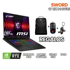 LAPTOP SWORD 17HX B14VFKG CORE I7-14650HX SSD 512GB, RAM 16GB DDR5 17,3 FHD 144HZ RTX 4060 8GB