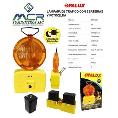 OPALUX - LAMPARA LED DE TRAFICO CON 2 BATERIAS Y FOTOCELDA
