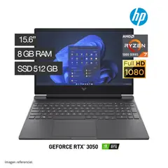 HP - LAPTOP VICTUS GAMING RYZEN 7 8GB RAM 512GB RTX 3050 4GB 15.6" FHD 15-FB0126LA (827G7LA#ABM)