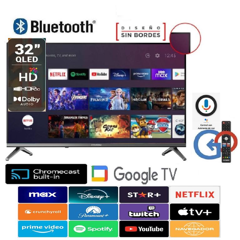 Led Smart 32 Pulgadas Control de voz HYLED3259QG Google TV