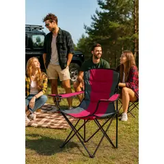 GENERICO - SILLA PLEGABLE PORTÁTIL TERRAZA PLAYA CAMPING JARDIN ACOLCHADO GRANDE ULTRALIGERO PREMIUM GUINDA