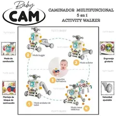 BABY CAM - ANDADOR CAMINADOR MULTIFUNCIONAL 5 EN 1 - GRIS