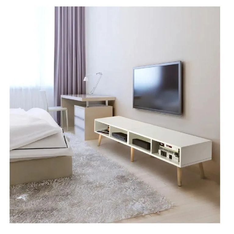 Mesa de TV 65 Clásica Majer Melamina 18mm color Blanco