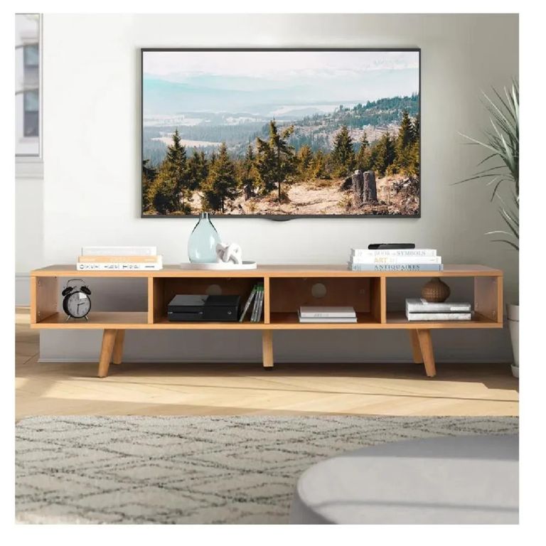 Mesa de TV 65 Contemporánea Jynx Melamina 18mm Color Haya
