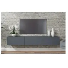 TU MESITA - Mesa de TV Flotante 75 Sigrid color Gris oscuro 3 puertas
