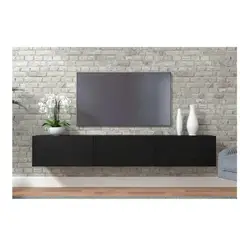 TU MESITA - Mesa de TV Flotante 75 Sigrid color Negro 3 puertas