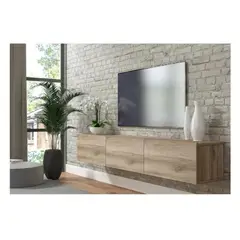 TU MESITA - Mesa de TV Flotante 75 Sigrid color Roble 3 puertas