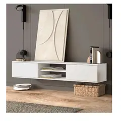 TU MESITA - Mesa de TV Flotante 80 Amauta 2 puertas Blanco