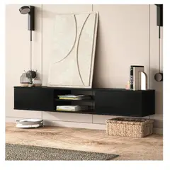 TU MESITA - Mesa de TV Flotante 80 Amauta 2 puertas Negro