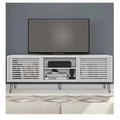 TU MESITA - Mesa de TV Moderna Florencia 70 Blanco 2 puertas Corredizas