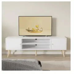 TU MESITA - Mesa de TV Multiusos 70 Klaun color Blanco 2 cajones