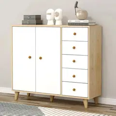 TU MESITA - Cómoda para niños 5 cajones 2 puertas Nora BlancoHaya