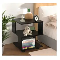 TU MESITA - Mesa de Noche Multiusos René con Ruedas color Negro