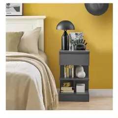 TU MESITA - Mesa de Noche Multiusos Gotic color Gris Oscuro 1 cajón