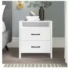 TU MESITA - Mesa de Noche Velador Amber color Blanco 2 cajones