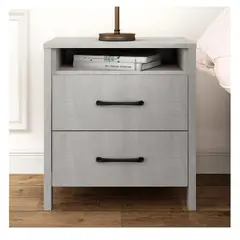TU MESITA - Mesa de Noche Velador Amber color Gris claro 2 cajones