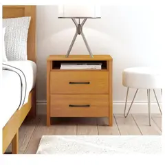 TU MESITA - Mesa de Noche Velador Amber color Haya 2 cajones