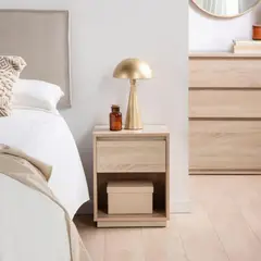 TU MESITA - Mesa de Noche Velador Dibu Melamina 18mm 1 puerta Marrón