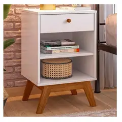TU MESITA - Mesa de Noche Velador Jessica Melamina 18mm Blanco 1 cajón
