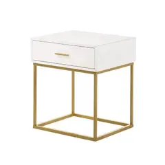 TU MESITA - Velador Mesa de Noche Marks Base de metal Blanco