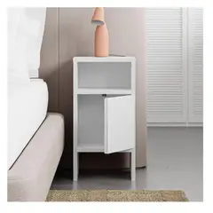 TU MESITA - Velador Mesa de Noche Xanty Melamina 18mm 1 puerta Blanco