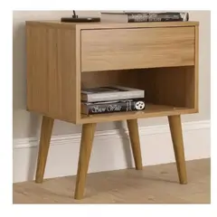TU MESITA - Velador Moderno Taurus Melamina 18mm Roble 1 cajón
