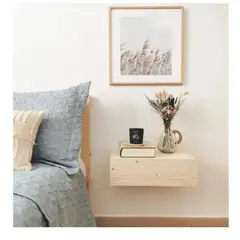 TU MESITA - Velador Rústico Panda Flotante 1 cajón melamina 18mm Duna