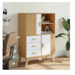 TU MESITA - Aparador Alto Mayra color HayaBlanco 2 puertas 2 cajones