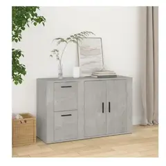 TU MESITA - Aparador Clásico Atom color Gris 2 cajones 2 puertas