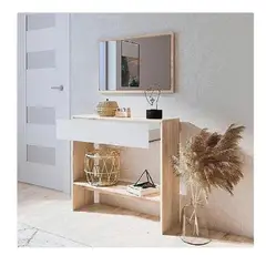 TU MESITA - Aparador con Espejo Mirtha color DunaBlanco 1 cajón