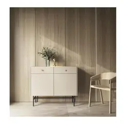 TU MESITA - Aparador Moderno Marta color Beige 2 cajones 2 puertas