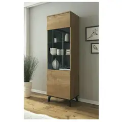 TU MESITA - Vitrina Alta Pratt color MarrónNegro 1 puerta