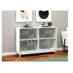 TU MESITA - Vitrina Baja Lucero color Blanco 4 puertas
