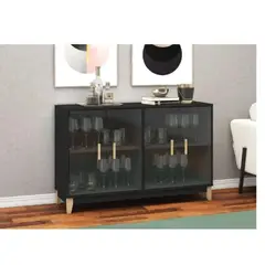 TU MESITA - Vitrina Baja Lucero color Negro 4 puertas