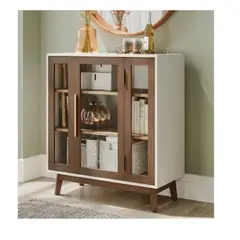 TU MESITA - Vitrina Baja Mainor color BlancoMarrón 1 puerta