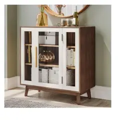 TU MESITA - Vitrina Baja Mainor color MarrónBlanco 1 puerta