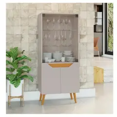 TU MESITA - Vitrina Clásica Loren 2 puertas color Gris claroHaya