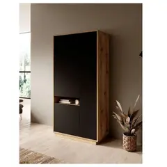 TU MESITA - Vitrina Jissa alta color MarrónNegro 3 puertas