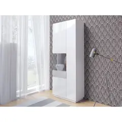 TU MESITA - Vitrina Moderna BlancoGris Katamarina 2 puertas con vidrio