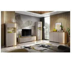 TU MESITA - Vitrina Moderna Faby color BlancoDuna 1 puerta