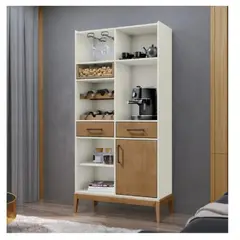 TU MESITA - Vitrina Moderna Macarena BlancoMarrón 1 puerta 2 cajones