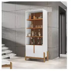 TU MESITA - Vitrina Moderna Palmer 4 puertas color BlancoMarrón