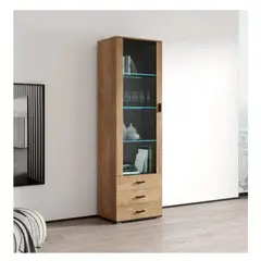 TU MESITA - Vitrina Multiusos Kitus color Duna 1 puerta 3 cajones