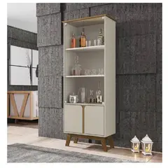 TU MESITA - Vitrina Multiusos Marsella color BlancoRoble 4 puertas