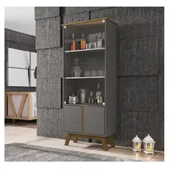 TU MESITA - Vitrina Multiusos Marsella color GrisMarrón 4 puertas