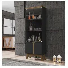 TU MESITA - Vitrina Multiusos Marsella color NegroMarrón 4 puertas