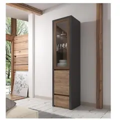 TU MESITA - Vitrina Multiusos Yerson color NegroMarrón 2 puertas 1 cajón