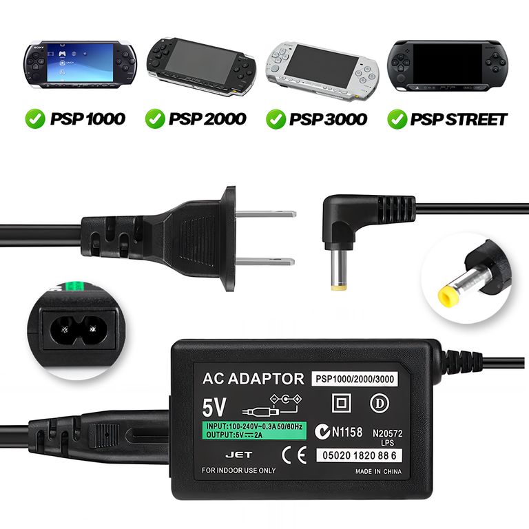 Cargador para PSP 1000, 2000 y 3000 Compatible con Múltiples Versiones