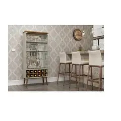 TU MESITA - Vitrina Vinera Mersy con Espejo 2 puertas color BlancoMarrón