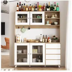 TU MESITA - Alacena Moderna Maretto BlancoMarrón 4 puertas 4 cajones